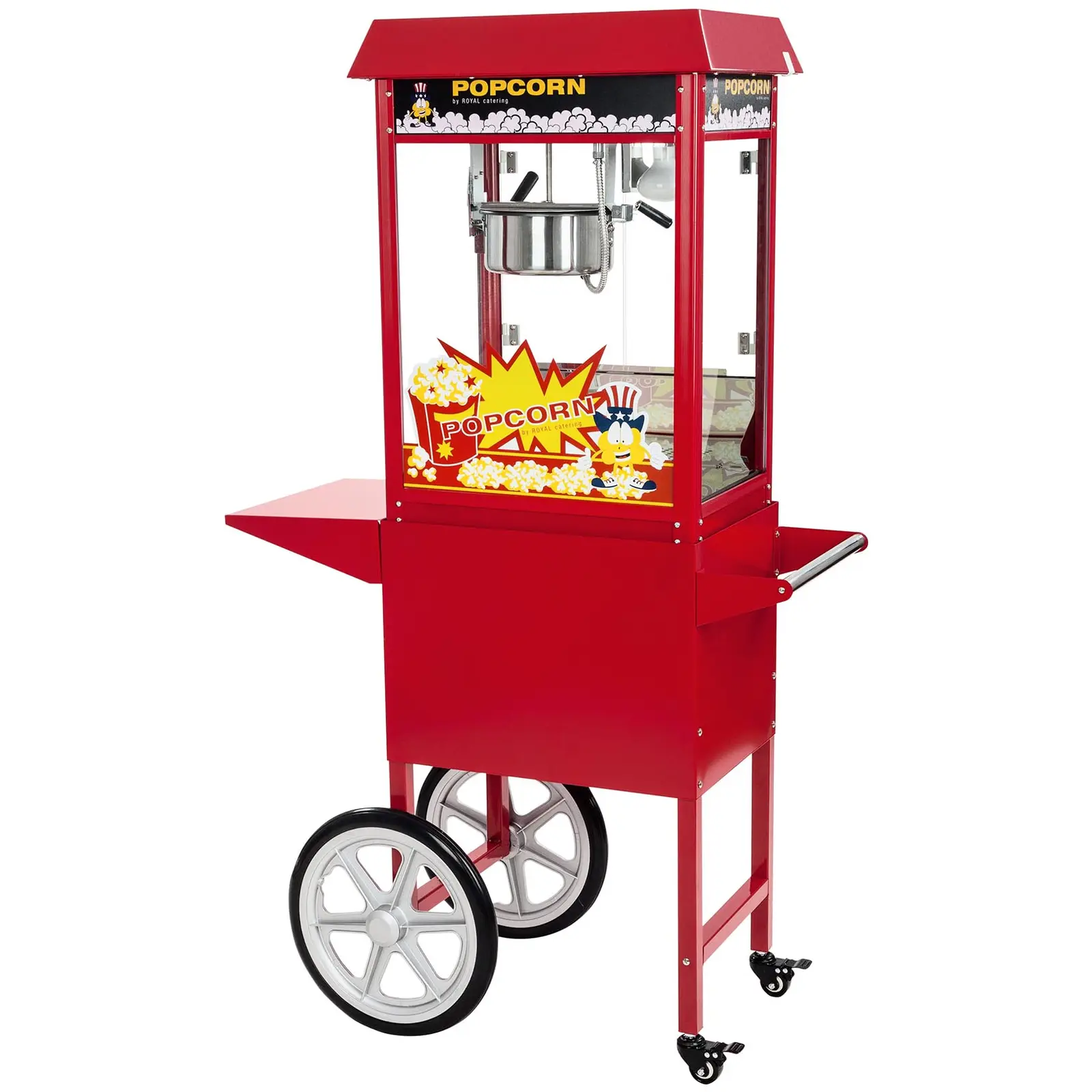 Stroj na popcorn s vozíkem - červený