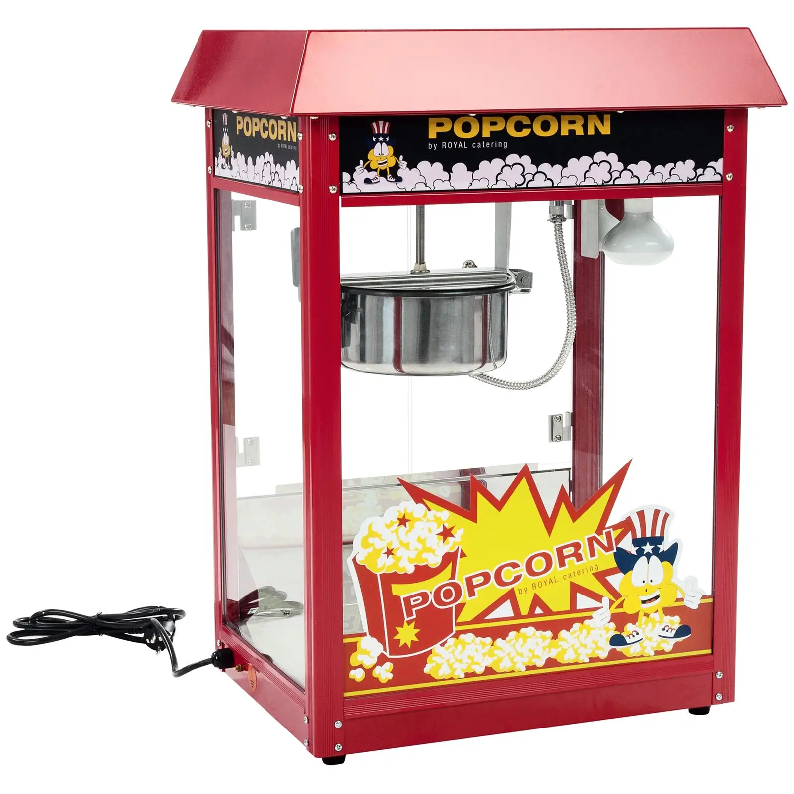 Stroj na popcorn s vozíkem - červený