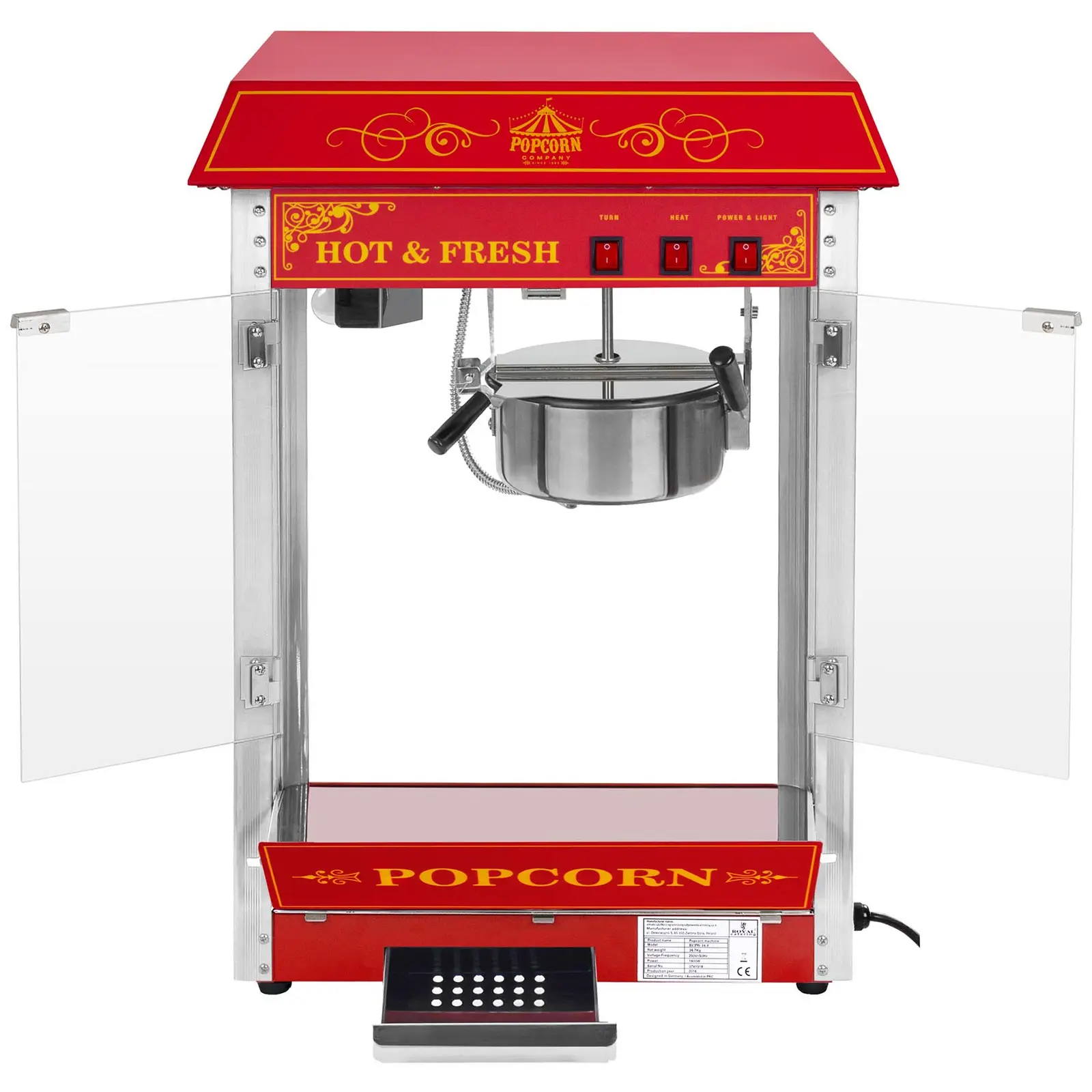 Stroj na popcorn červený - americký design
