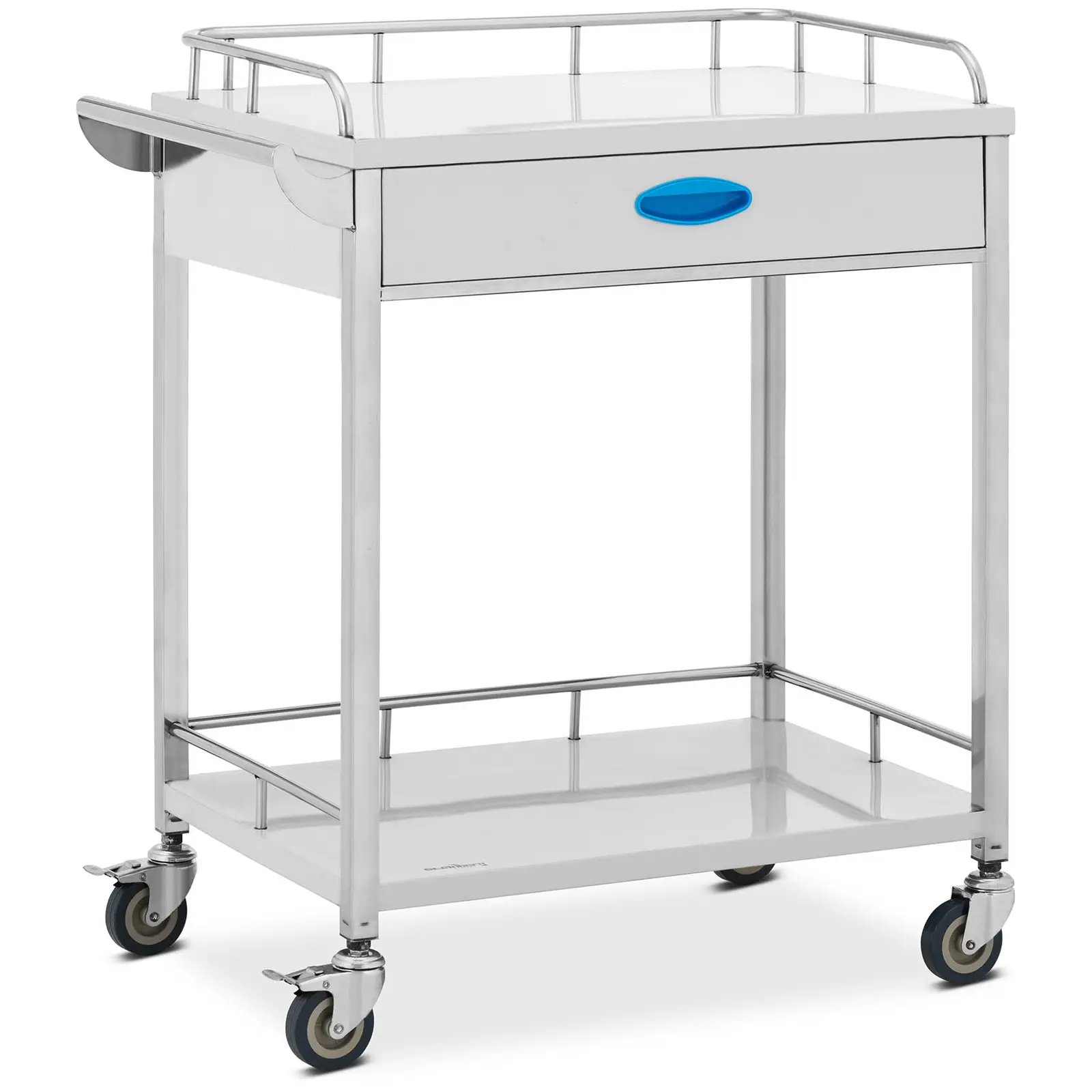 Laboratorní vozík - ušlechtilá ocel - 2 police o rozměru 60 x 41 x 14,5 cm - 1 zásuvka - 40 kg