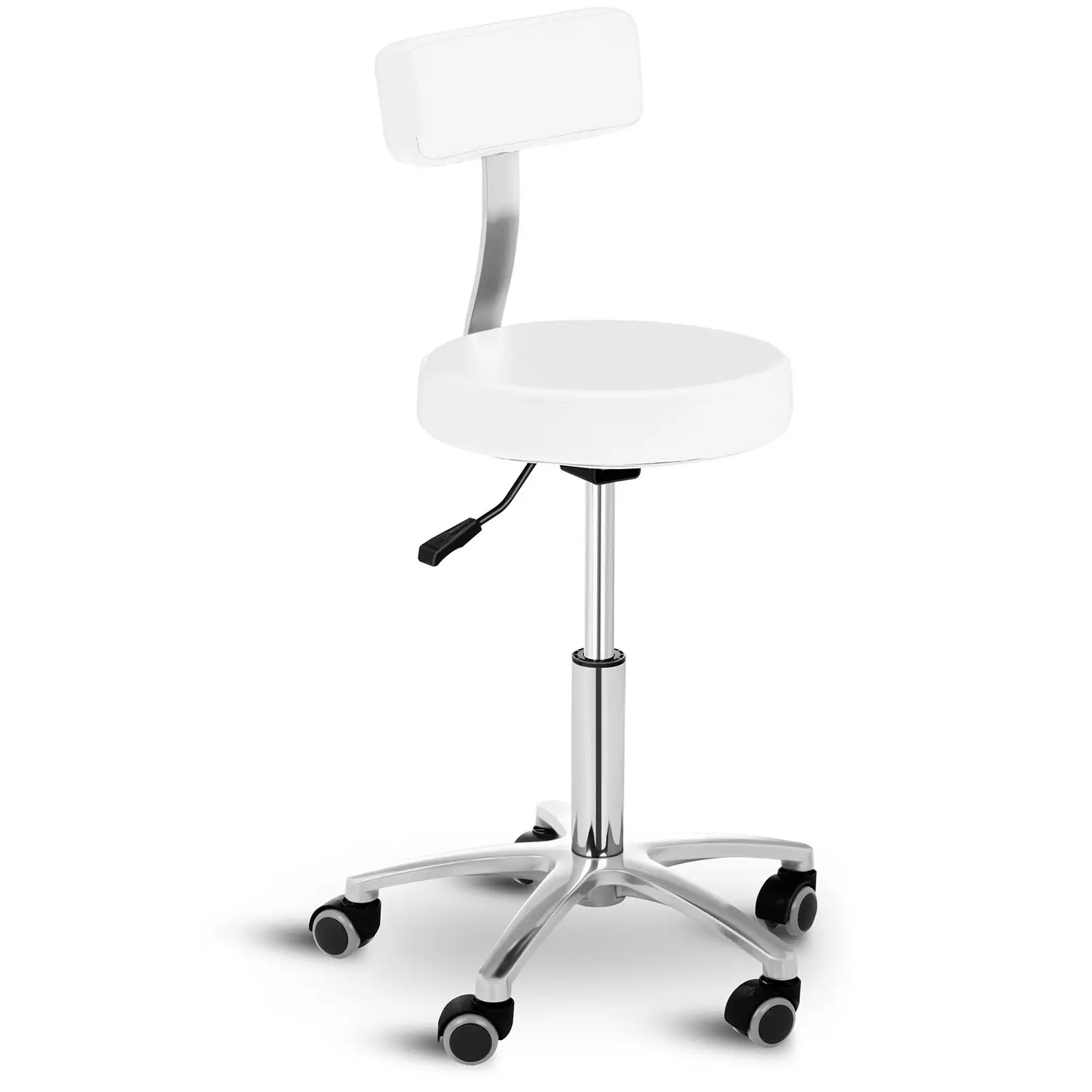 Otočná židle s opěradlem - 445–580 mm - 150 kg - Bílá