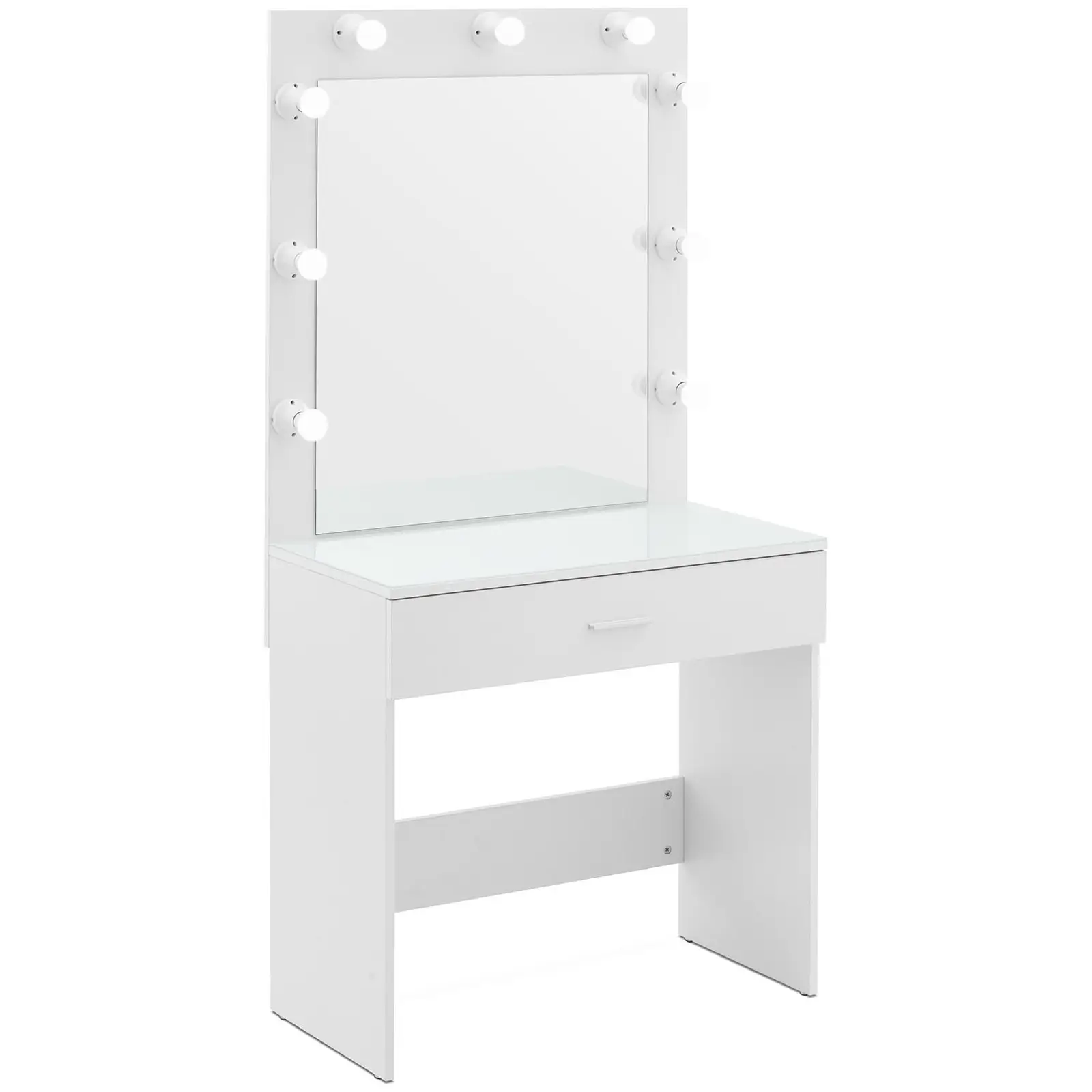 Toaletní stolek se zrcadlem a světlem - 80 x 40 x 160 cm - bílý