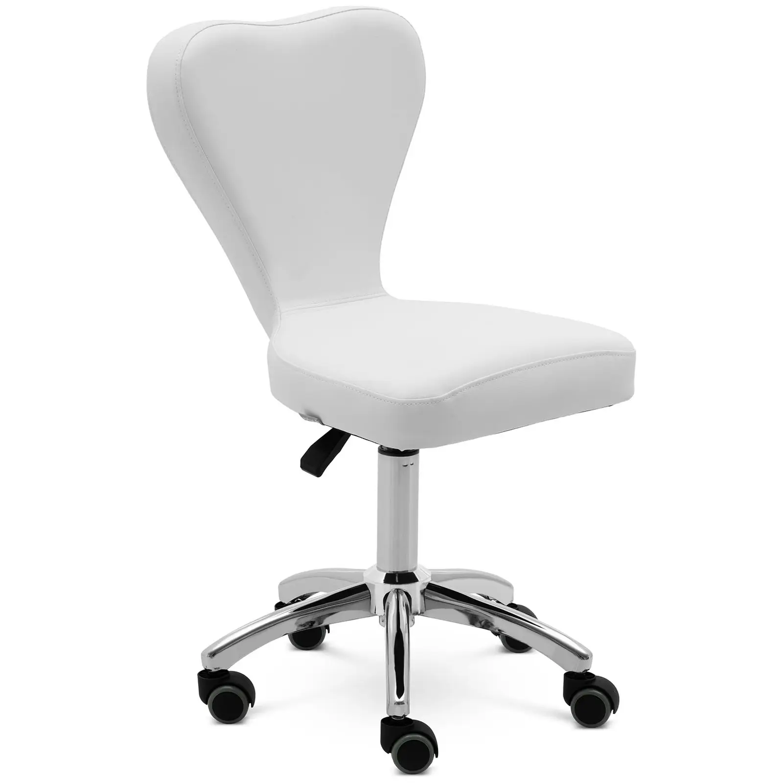 Otočná židle na kolečkách s opěradlem - 49–63 cm - 150 kg - bílá