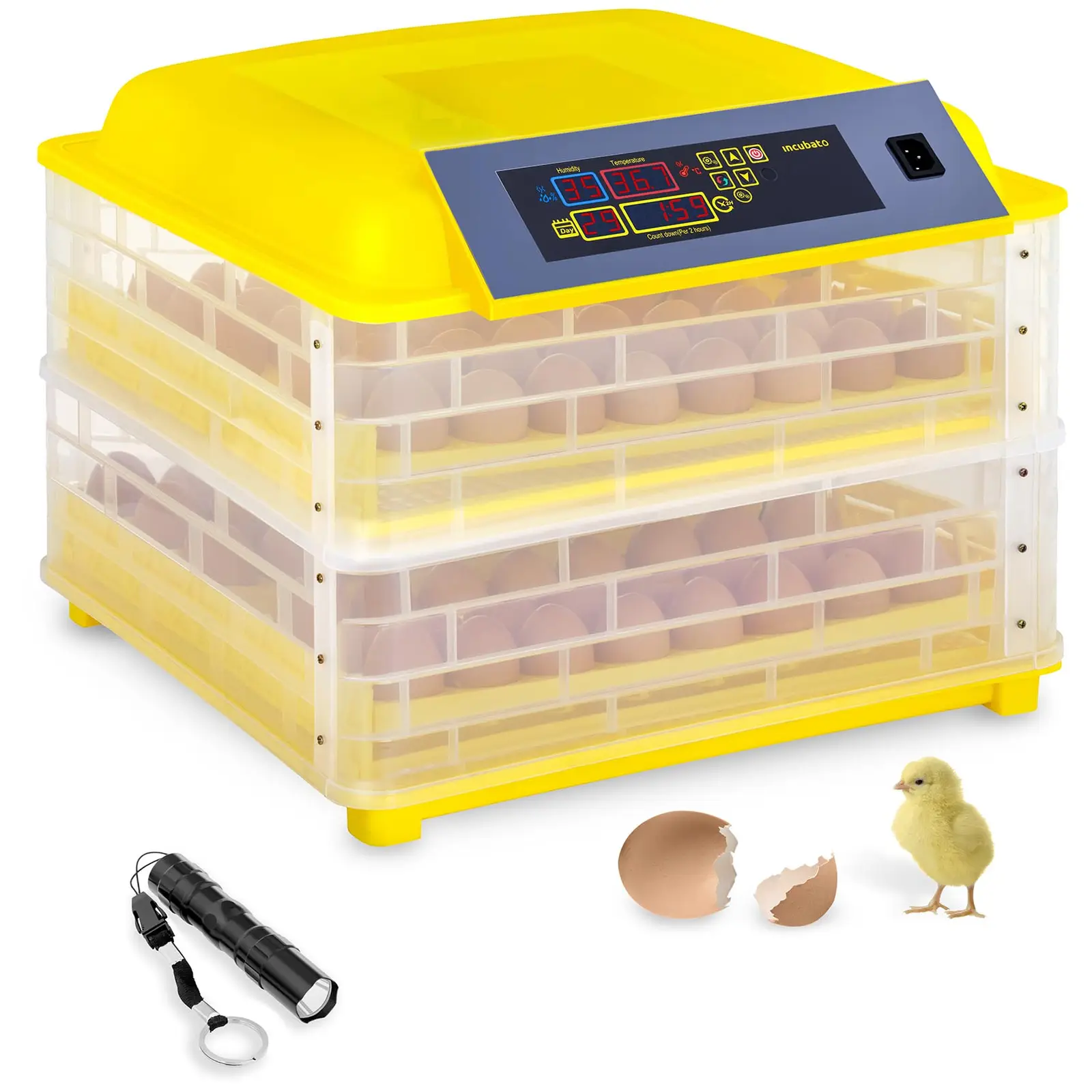 Umělá líheň - 96 vajec - včetně prosvěcovačky vajec - plně automatická
