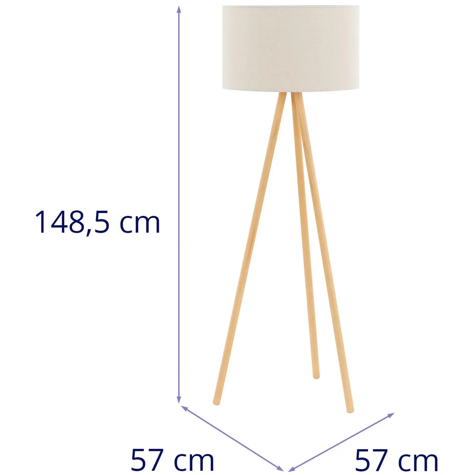 Stojací lampa - látkové stínidlo - 40 W - výška 148 cm