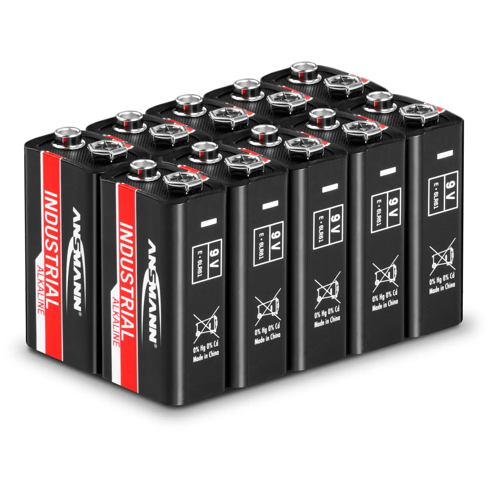 Alkalické baterie Ansmann INDUSTRIAL - blokové - 10 x 9 V 6LR61