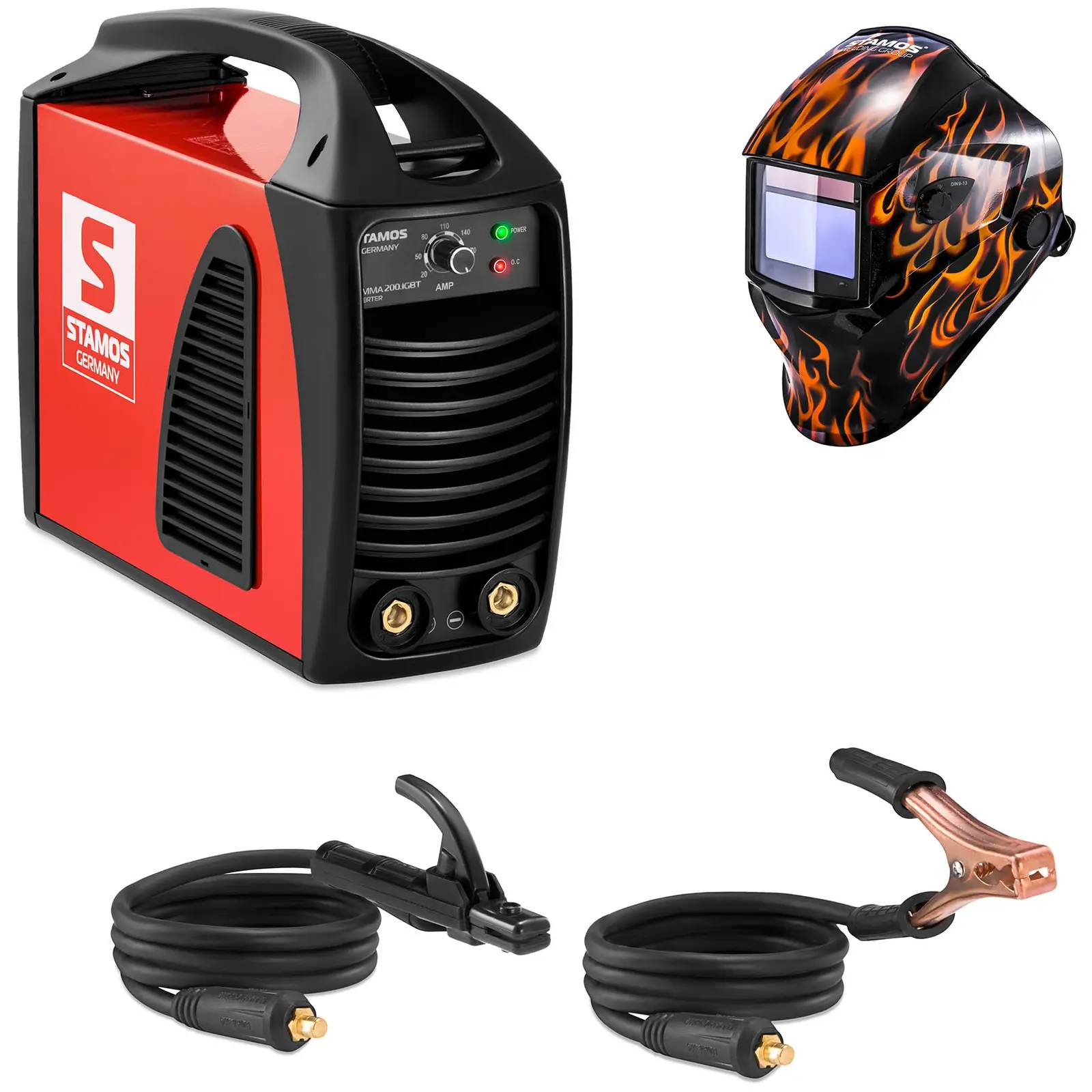 Svařovací set Elektrodová svářečka - 200 A - Hot Start - IGBT + Svářecí helma - Firestarter 500 - ADVANCED SERIES