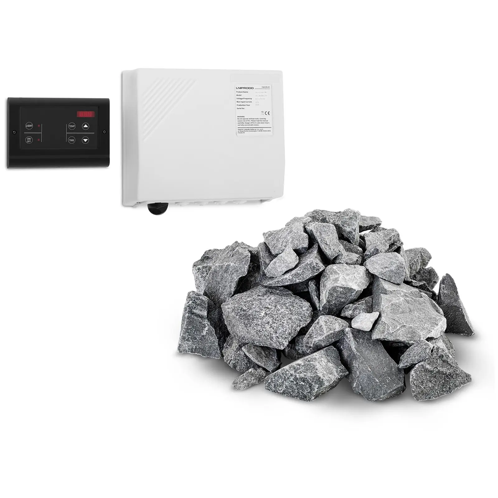 Sada řídící jednotky pro sauny se saunovými kameny - LED displej - 20 kg - pro saunová kamna Uniprodo