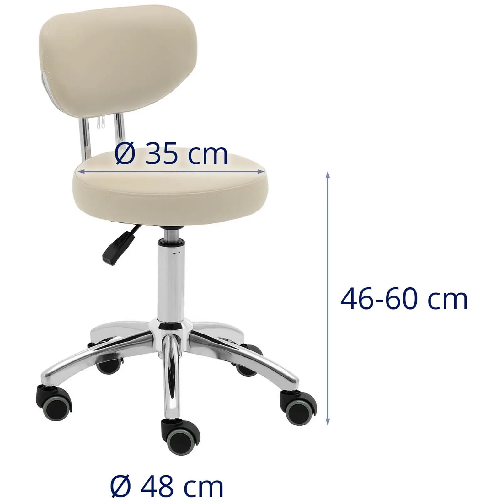 Židle a stolička na kolečkách s opěradlem - béžová